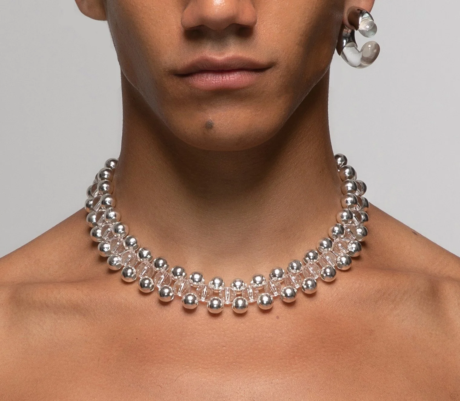 LORETTE COLE DUPRAT シルバービーズチェーンネックレス Trinity Necklace - Orthodox ⌀ 10 - Silver/Clear — Lorette Colé Duprat